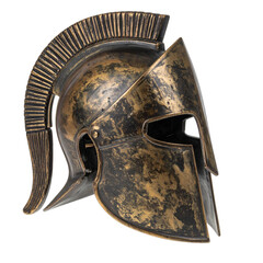 Naklejka premium Ancient Bronze Greek Warrior Helmet Displayed isolated on transparent or white background