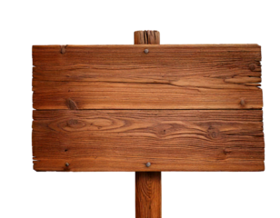 Antique wooden sign pole isolated on transparent or white background