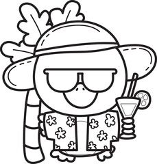 Outline of Funny baby Duck animal series. Coloring pages of Duck designs.