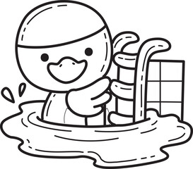 Outline of Funny baby Duck animal series. Coloring pages of Duck designs.