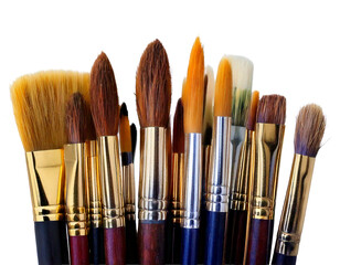 Fototapeta premium Selective focus artist brushes isolated on transparent or white background