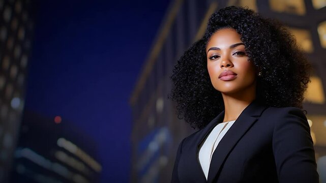 Confident Businesswoman at Night