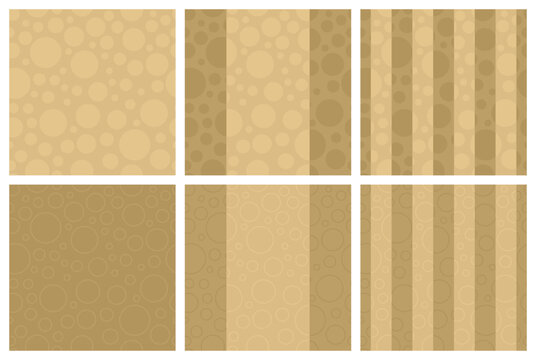 Set of seamless geometric patterns with circles and vertical stripes textures. Vector illustrations for design, print, wallpaper, fabric and cover.