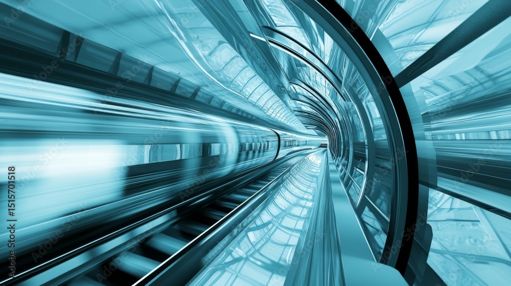 Poster A high-speed train traveling through a high-tech station, with modern architecture in the background and the trains streamlined design standing out