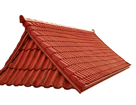 Selective focus ripple of roof isolated on transparent or white background