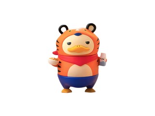 Tiger Duck Toy Holding Cereal and Milk