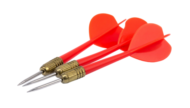 Three darts isolated on transparent or white background