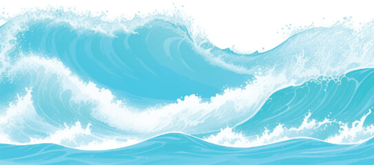 Obraz premium A peaceful abstract ocean painting in aqua, blue, and green watercolor tones. Great for wallpapers, branding, and digital design work. 