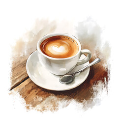 Realistic and artistic illustrations of coffee beans, brewing equipment, coffee cups, baristas, coffee farms, roasting processes, and café scenes