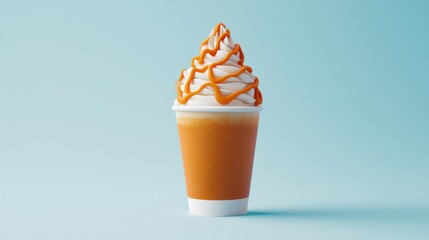 Bright and freshly squeezed orange juice in a transparent cup on a wooden table with a sunlit background