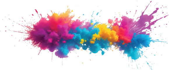 A Vibrant and Bold Watercolor Explosion Featuring Colorful Stains, Splashes, and Brush Strokes on a Clean, White Background, Showcasing a Modern and Abstract Artistic Style.

