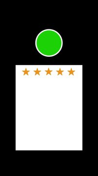 animation customer feedback with green screen profil and five stars for social media.4k vertical video