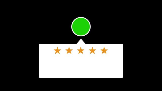 animation customer riview with five stars and green screen profil.concept of customer feedback with copy space area for comment