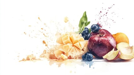 Poor Circulation Food Watercolor Illustration on Pastel Background