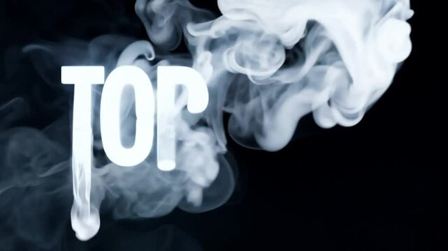 White smoke rising behind glowing top text on black background used for rankings highlights or promotion visuals with dramatic cinematic and mysterious appearance