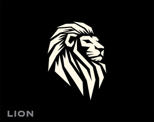 abstract head lion with thick hair mane logo design template illustration inspiration