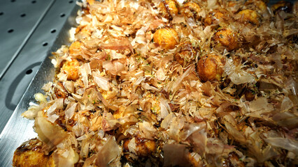 Japanese Takoyaki Octopus Balls with Bonito Flakes