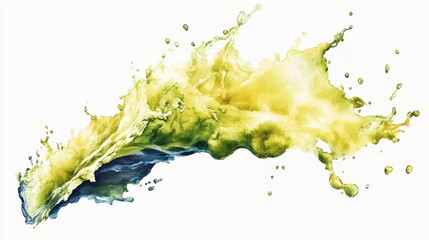 Toxic Algae Bloom in Pastel Watercolor - Hazardous Natural Toxin Contamination in Water due to Excess Nitrogen and Sewage - Hand Drawn Illustration
