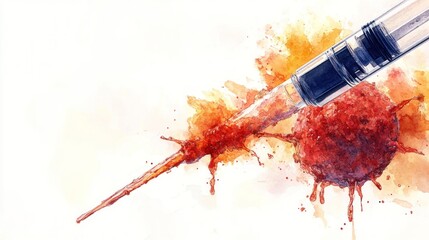 Pastel-Colored Watercolor Cancer Treatment Illustration on White Background