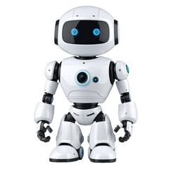 A detailed render of a charming robotic character with a futuristic design