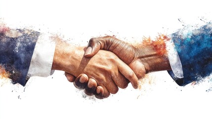 USA vs. Russia & China: Strategic Partnership & Foreign Policy Alliance in Trade War Era - Watercolor Illustration on White Background