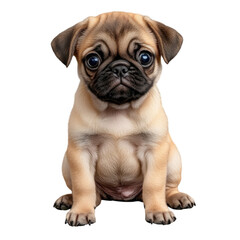 Obraz premium Adorable Pug Puppy Sweet Eyes with Perfect Cutout, and Transparent BG.