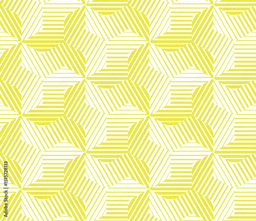 Poster Abstract geometric pattern with stripes, lines. Seamless vector background. White and yellow ornament. Simple lattice graphic design