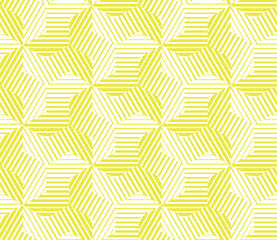 Abstract geometric pattern with stripes, lines. Seamless vector background. White and yellow ornament. Simple lattice graphic design
