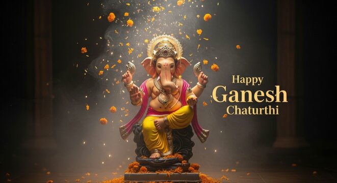 Happy ganesh chaturthi ganesha festival celebration hindu god india tradition