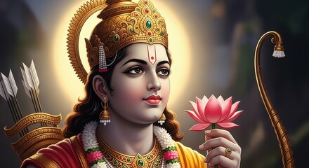 Lord rama hindu god hinduism deity indian mythology dharma avatar illustration
