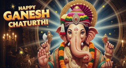Happy ganesh chaturthi hindu festival indian culture celebration elephant god