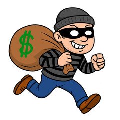 cartoon thief with a bag