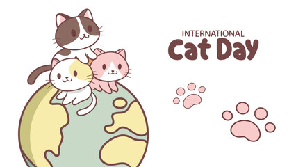 International Cat Day Greeting Card Concept.eps
