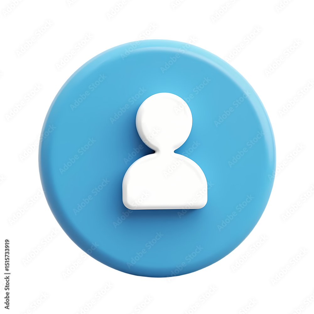 Poster a blue circle with a white user icon in the center, a simple and clean design for user interface iso