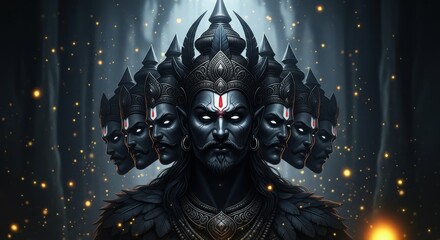 Dark ravana mythology divine deity indian culture illustration