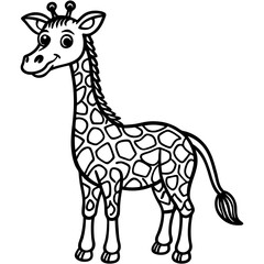 Obraz premium Cute cartoon giraffe coloring page illustration