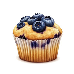 Delicious blueberry muffin with fresh blueberries on a clean Transparent background, delicious blueberry muffin on PNG background
