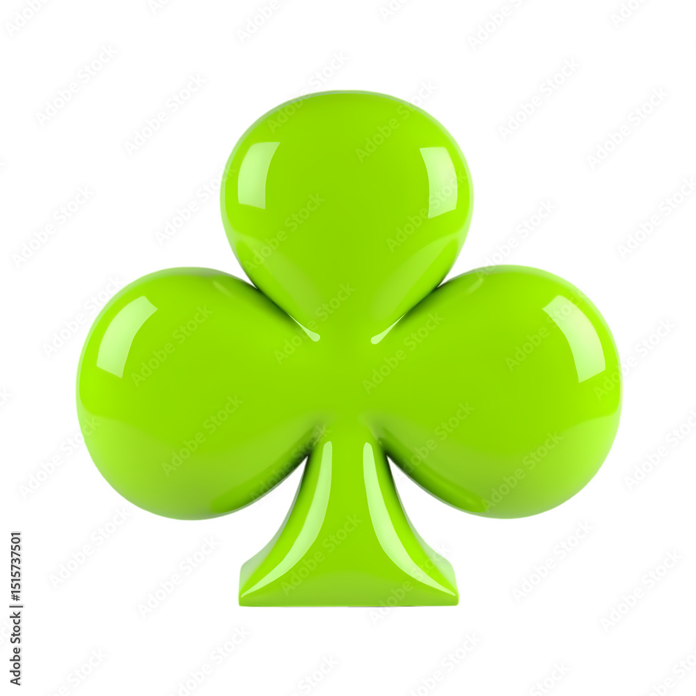 Poster a glossy green club symbol isolated in a three dimensional rendering style isolated on transparent b