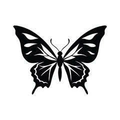 Black and White Butterfly vector silhouette, ai generated