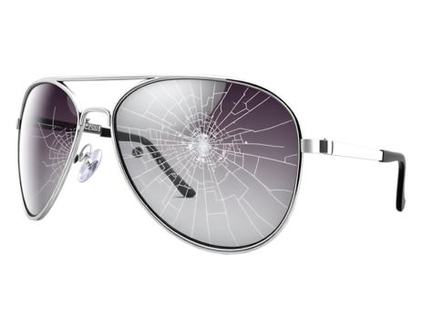 Broken Aviator Sunglasses with Shattered Lens
