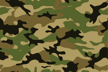 Fototapeta premium An army camouflage pattern with shades of green, brown, and beige.classic military camouflage background, texture for textiles, fashionable stylish pattern, seamless vector print