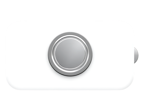 Modern white toggle switch button with silver metallic finish
