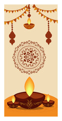 Happy Diwali Vertical Banner Vector Set - Festival of Lights-01