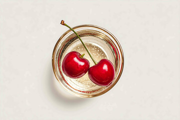closeup of a simple yet elegant cocktail Cherry in a stylish glass minimalist design