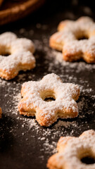 Powdered Sugar Flower Shaped Cookies