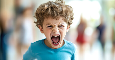 A child cries while parents argue in the background. The crying child highlights the emotional pain and turmoil caused by parental arguments. Generative AI.