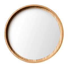 Elegant round mirror with a wooden frame.