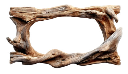 Fototapeta premium Unique driftwood frame showcasing the natural beauty of wood. Perfect for photos, art, or decor. Adds an earthy touch to any space or project.