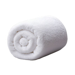 Soft rolled white towel on a clean surface.