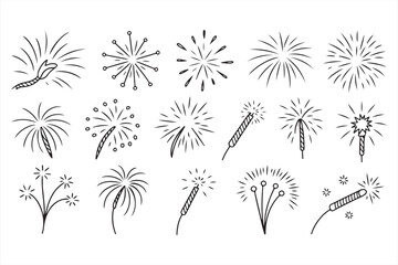 Obraz premium Sparkler and Fireworks Vector Illustrations for Festive Party Invitations and Event Graphics